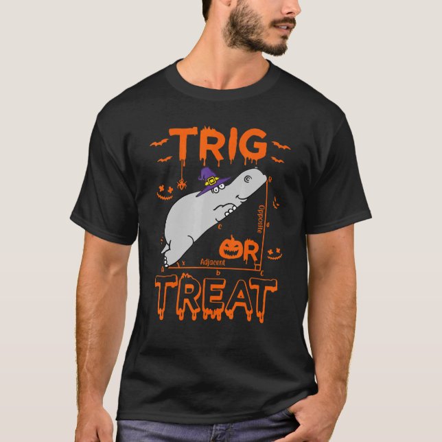 Camiseta Trig Ou Tratar Hippopotamus Math Teacher Costume H (Frente)