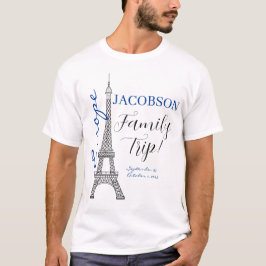 Camiseta Trilha da Família Torre Eiffel de Paris Blue Europ