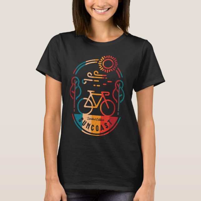 Camiseta Trilha de Bicicleta Retro-Costeira (Frente)