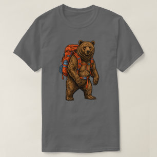 Camiseta Trilha de Mochileiro do Urso Cinzento