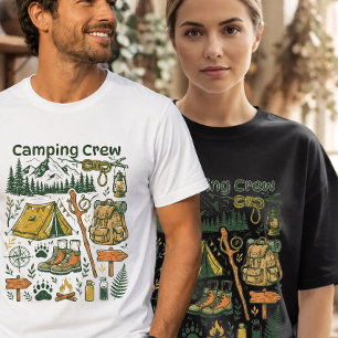 Camiseta Trilha de Montanha e Aventura de Fogueira Retro