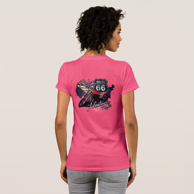 Camiseta Trilha de Motocicleta na Rota Histórica 66 Viagem  (Parte Traseira Completa)