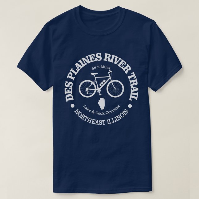 Camiseta Trilha do Rio Des Plaines (ciclismo) (Frente do Design)
