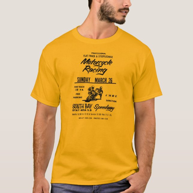 Camiseta trilha dos anos 70 & poster lisos da motocicleta (Frente)