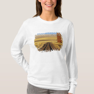 Camiseta Trilhos de trem levam a velho celeiro em Collins