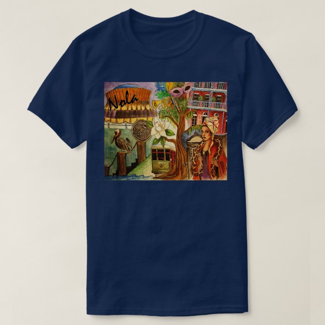 Camiseta Trimestre francês de Nova Orleans e mais (Frente do Design)