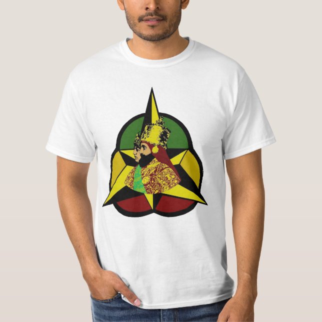 Camiseta Trindade santamente Haile Selassie Rastafari pela (Frente)