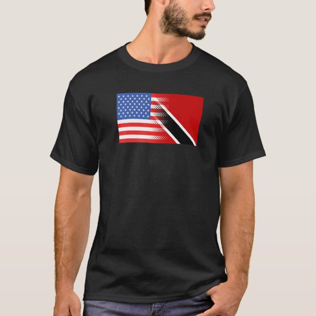 Camiseta Trinidad Americana Flag Trinidadiana Tobagonian Us (Frente)