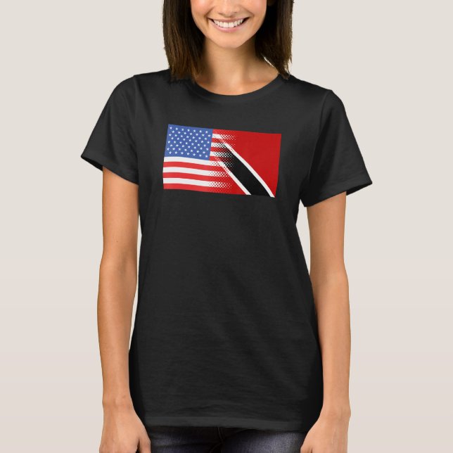 Camiseta Trinidad Americana Flag Trinidadiana Tobagonian Us (Frente)