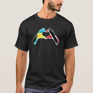 Camiseta Trinidad E Tobago Bandeira Bahamas Coração Mix Her