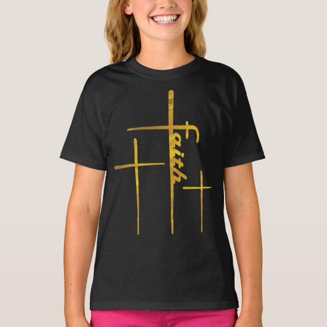 Camiseta Trinity Cross Christian Faith Garotas (Frente)