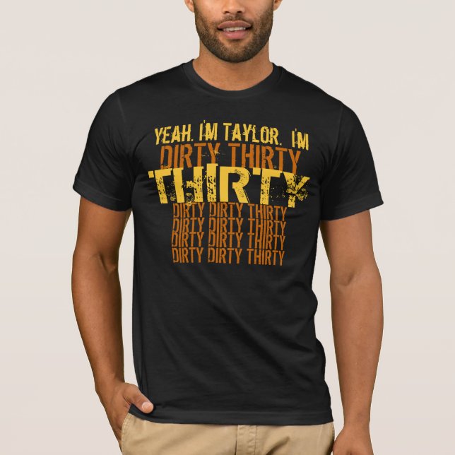 Camiseta Trinta e trinta e trinta anos de aniversário negro (Frente)