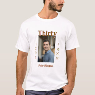 Camiseta trinta foto marrom de aniversário homem data estil