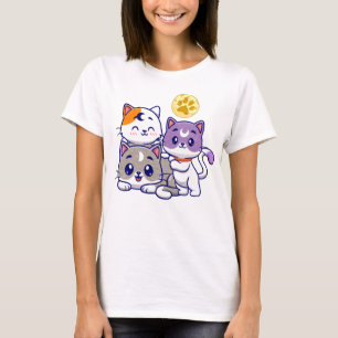 Camiseta Trio Adorável - Três Gatos Gelados