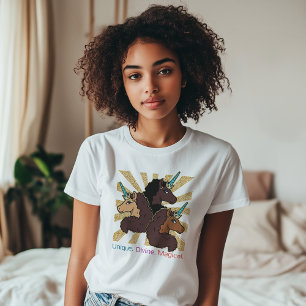 Camiseta Trio Afro Unicorn: Único, Divino e Mágico