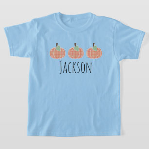 Camiseta Trio de Abóboras Xadrez Laranja para Meninos