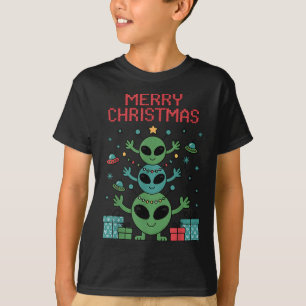 Camiseta Trío de alienígenas engraçados alegre Natal feio c