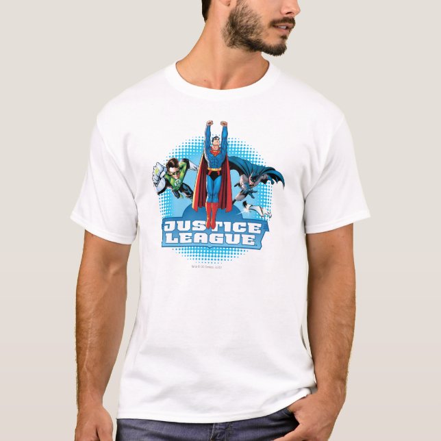 Camiseta Trio de Energia da Liga da Justiça (Frente)
