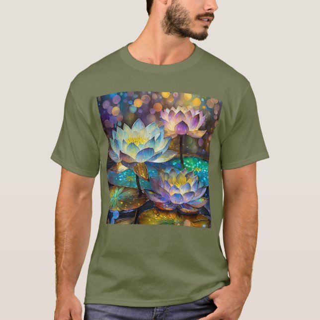 Camiseta Trio de Flores de Lótus Brilhantes (Frente)