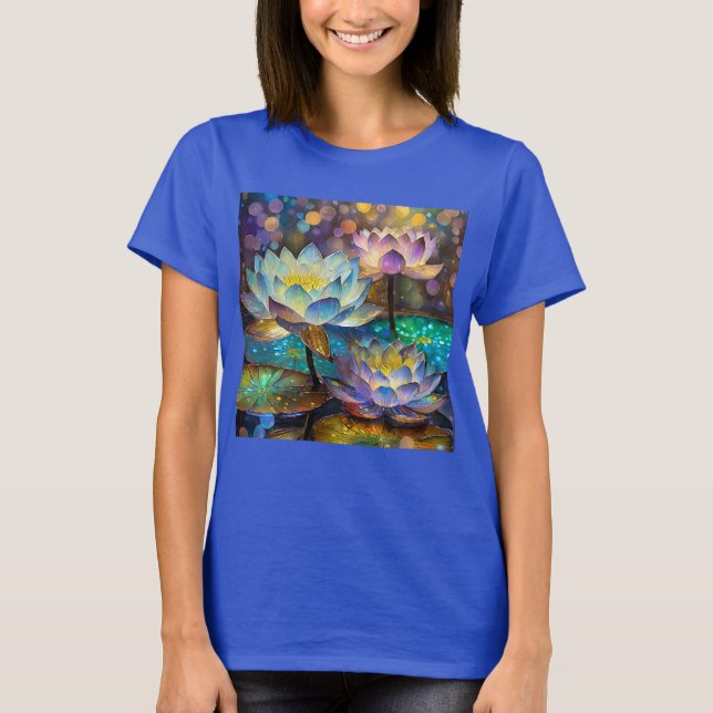 Camiseta Trio de Flores de Lótus Brilhantes (Frente)