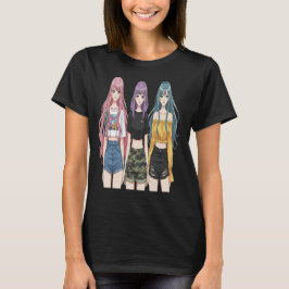 Camiseta Trio de Garotas de Anime Fashion