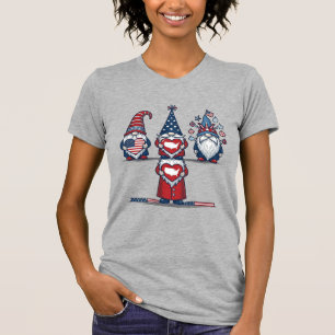 Camiseta Trio de Gnome Patriótico Design Vetorial Vintage_1