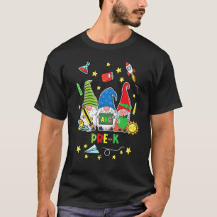 Camiseta Trio de Gnomos Pré K Primeiro Dia Professora Volta