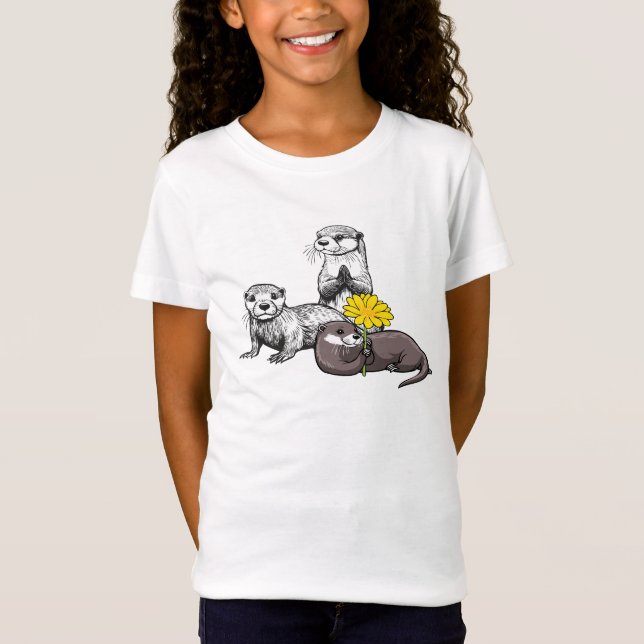Camiseta Trio de Lontra Fofa (Frente)