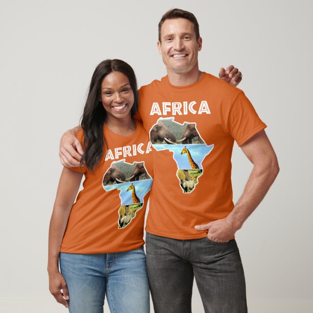 Camiseta Trio de Mapa da Vida Selvagem na África (Unissex)