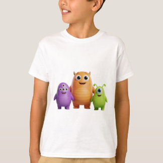 Camiseta Trío de Monstros Amigáveis em 3D