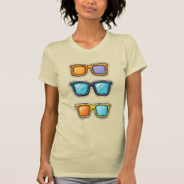 Camiseta Trio de Óculos de Sol Coloridos Design Retro de Mo