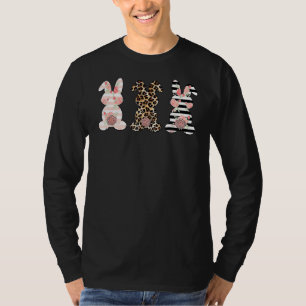 Camiseta Trio de Páscoas Bonitas de Coelho da Páscoa-Leopar