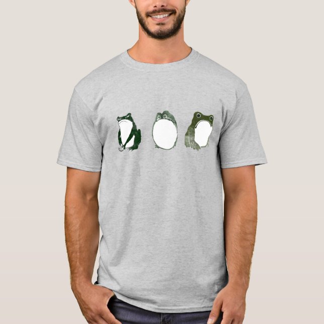 Camiseta Trio de Sapos Engraçados Japoneses Sapos do Século (Frente)