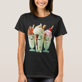 Camiseta Trio de Sorvete Kawaii Personagens de Sobremesa Fo