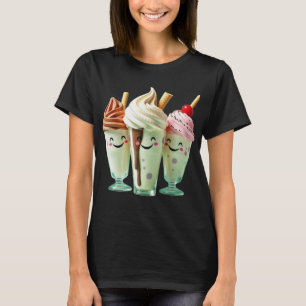 Camiseta Trio de Sorvete Kawaii Personagens de Sobremesa Fo