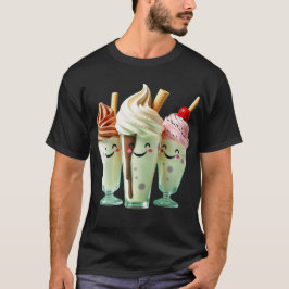Camiseta Trio de Sorvete Kawaii Personagens de Sobremesa Fo
