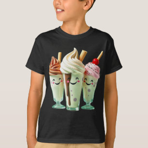 Camiseta Trio de Sorvete Kawaii Personagens de Sobremesa Fo