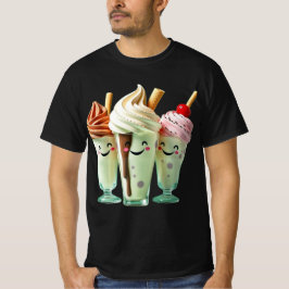 Camiseta Trio de Sorvete Kawaii Personagens de Sobremesa Fo