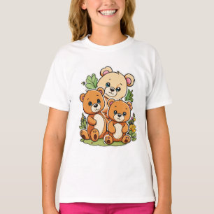 Camiseta Trio de Urso de Teddy Adorável - Design de Cartoon