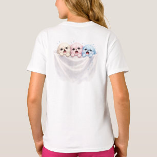 Camiseta Trío Fofo em Pânico – Criaturas Pastel Adoráveis