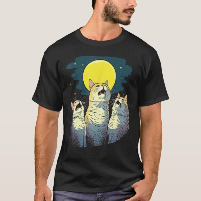 Camiseta Trio Moonlit Chorus de Gatos Cantando Melodias (Frente)