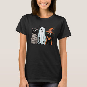 Camiseta Trio retrô engraçado de Halloween de Abóbora Gatos