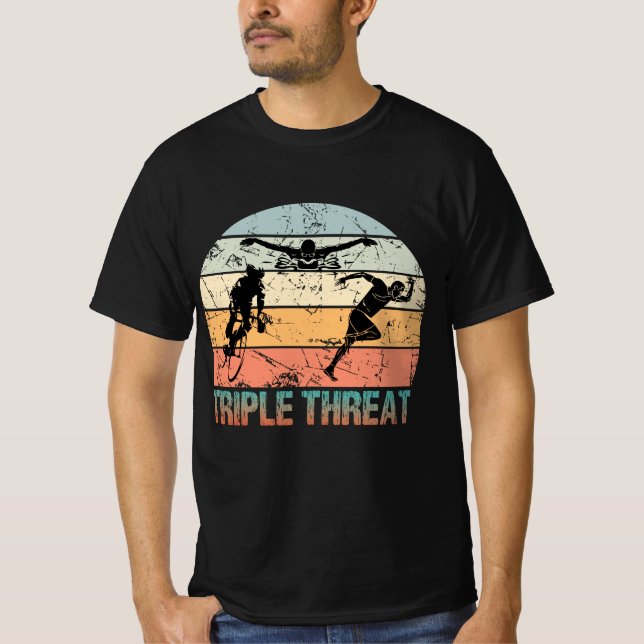 Camiseta Tripla Ameaça - Atleta Triathlon (Frente)