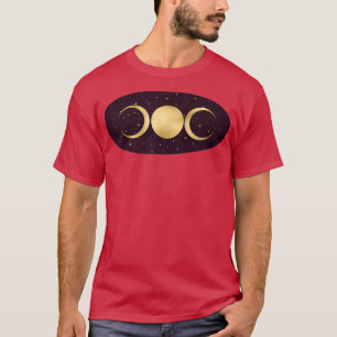 Camiseta Tripla Deusa nas Estrelas Douradas no Vinho