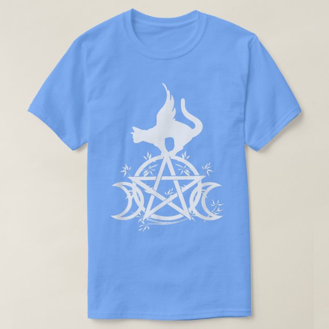 Camiseta Triple Moon Witchcraft Pentacle Witacle Cat Moon D (Frente do Design)