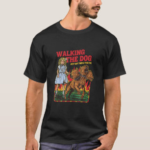 Camiseta Triple o Cachorro Divertido Andando Mostre seus Pu