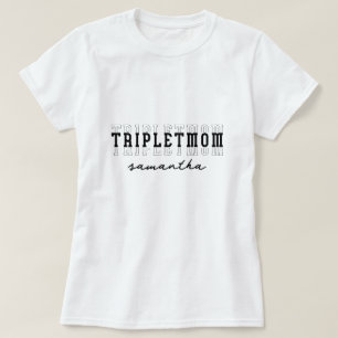 Camiseta Triplet Mãe de 3 Presente de Dia de as mães Monogr