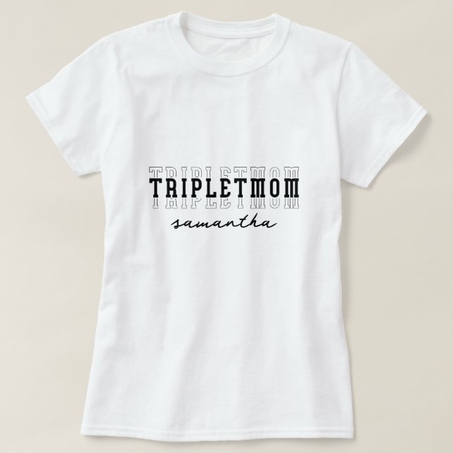 Camiseta Triplet Mãe de 3 Presente de Dia de as mães Monogr (Frente do Design)
