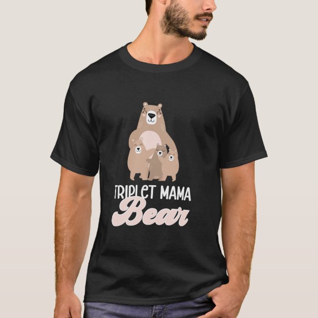 Camiseta Triplet Mama Bear Triplet Mãe De Triplet Triplet (Frente)