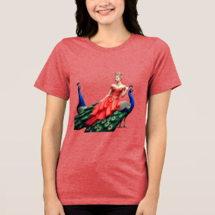 Camiseta tríplice feminina da Bella+Canvas: Pavão 